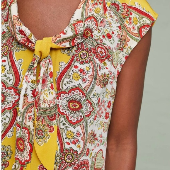 Maeve for Anthropologie Scarf Paisley Silk Blouse - Picture 3 of 7